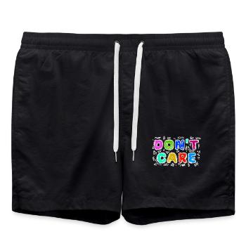I don't care funny statement attitude indifferent - Swim Trunks - black - Front - AI Model Male 185 light (185cm)