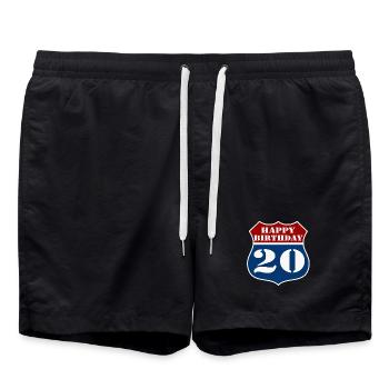 20. Geburtstag , Happy Birthday 20 US (25) - Badeshorts - Schwarz - Vorne - AI Model Male 185 light (185cm)