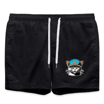 Chat dans un chapeau - Short de bain - noir - Devant - AI Model Male 185 light (185cm)