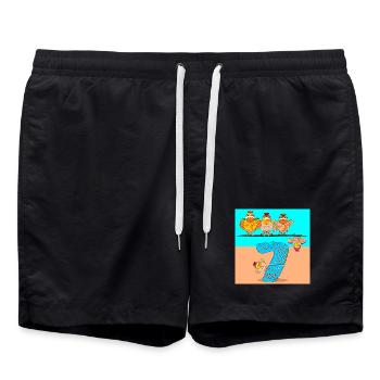 7th Birthday Schoolchild - Chicken Coop Poultry - Swim Trunks - black - Front - AI Model Male 185 light (185cm)