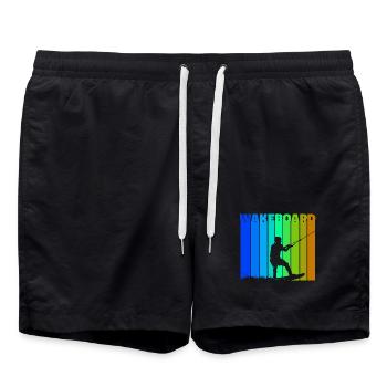 Wakeboard Saying Kitesurfer Surfing Water Sports - Swim Trunks - black - Front - AI Model Male 185 light (185cm)