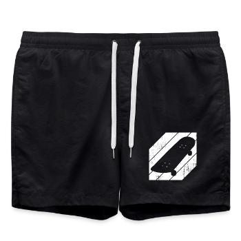 Skateboard Drawing - Swim Trunks - black - Front - AI Model Male 185 light (185cm)