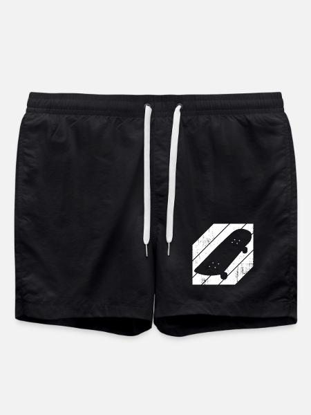 Skateboard Drawing - Swim Trunks - black