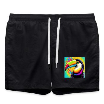 Toucan Pop Art - Short de bain - noir - Devant - AI Model Male 185 light (185cm)