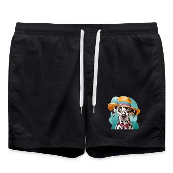 lustiger Dalmatiner mit hut - Badeshorts - Schwarz - Vorne - AI Model Male 185 light (185cm)