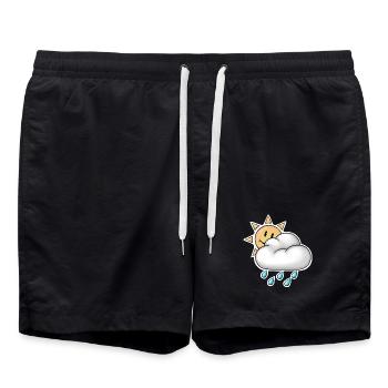 Cheerful Sun with Cloud Rain - Swim Trunks - black - Front - AI Model Male 185 light (185cm)