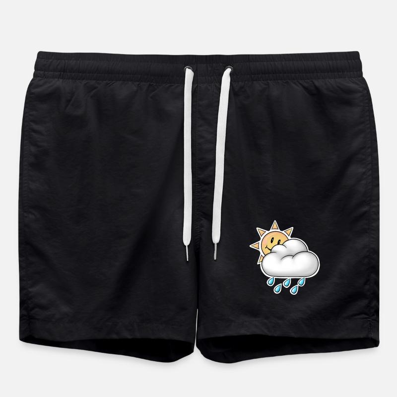 Cheerful Sun with Cloud Rain - Swim Trunks - black