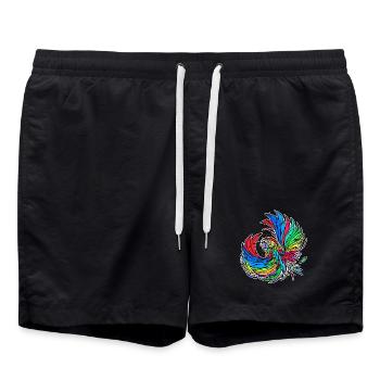 Animal, Bird, Parrot, Animal Lover, Pet, Zoo Animals - Swim Trunks - black - Front - AI Model Male 185 light (185cm)