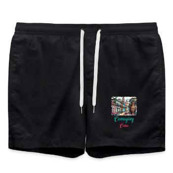 Design de vacances à Camagüey à Cuba - Short de bain - noir - Devant - AI Model Male 185 light (185cm)