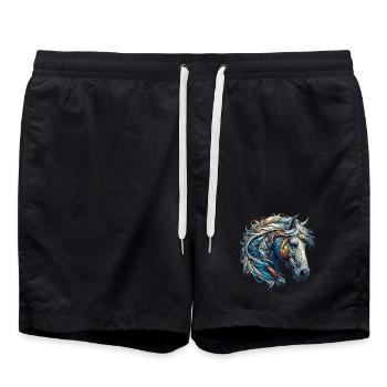 Pferd - Badeshorts - Schwarz - Vorne - AI Model Male 185 light (185cm)