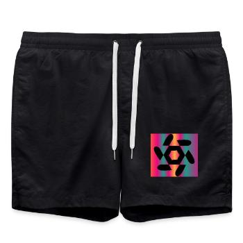 DESIGN. ART. GEEK. VINTAGE. GRAPHIQUE. MANGA. ASIE - Short de bain - noir - Devant - AI Model Male 185 light (185cm)