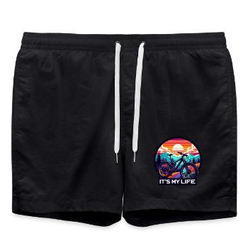 Sunset Mountain Bike Adventure Design - Swim Trunks - black - Front - AI Model Male 185 light (185cm)