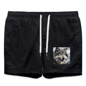 Wolf - Badeshorts - Schwarz - Vorne - AI Model Male 185 light (185cm)