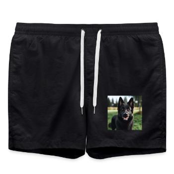 Black German Shepherd - Swim Trunks - black - Front - AI Model Male 185 light (185cm)
