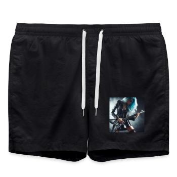 Metaller an der Gitarre - Badeshorts - Schwarz - Vorne - AI Model Male 185 light (185cm)