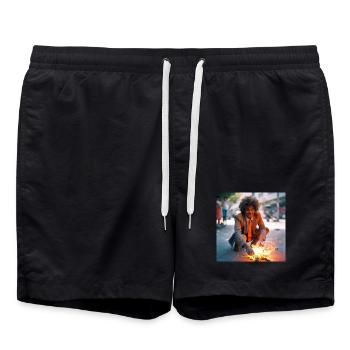 Burning Man 03 - Short de bain - noir - Devant - AI Model Male 185 light (185cm)