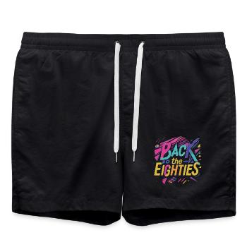 Colorful 80s Neon Lettering - Swim Trunks - black - Front - AI Model Male 185 light (185cm)