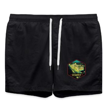 Nocturnal illustration Historic Budapest - Swim Trunks - black - Front - AI Model Male 185 light (185cm)
