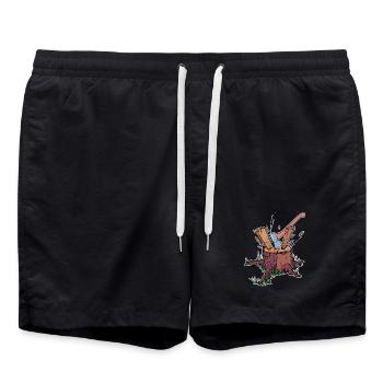 bûcheron, menuiserie, menuiserie, boiseries, hache, forestier - Short de bain - noir - Devant - AI Model Male 185 light (185cm)
