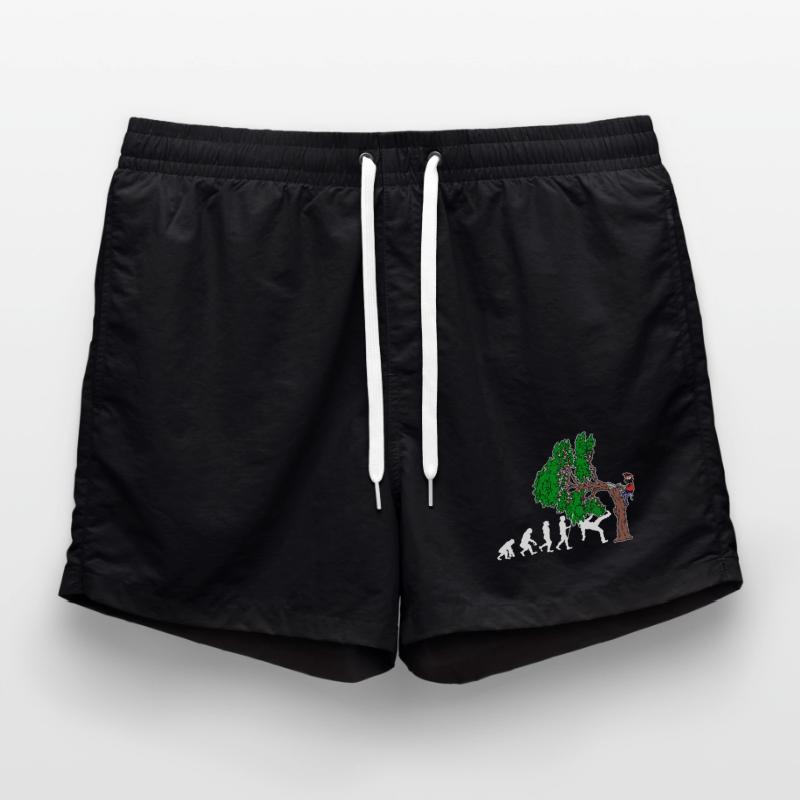 Tree Evolution Woodwork Lumberjack Tree Cutter Swim Trunks