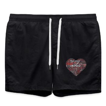VALENTINE'S DAY. Bachelorette party. I LOVE YOU. I LOVE YOU. LOVE - Swim Trunks - black - Front - AI Model Male 185 light (185cm)