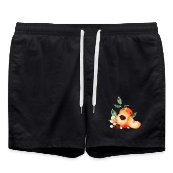 Demi-pêche, pêches, pêches, fleurs et quartier - Short de bain - noir - Devant - AI Model Male 185 light (185cm)