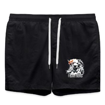 Dalmatian Puppy I Love Dots Dog Gift - Swim Trunks - black - Front - AI Model Male 185 light (185cm)
