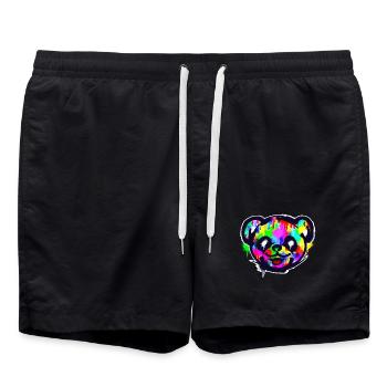 Panda Graffiti Kunst Street Art Sketch Urban - Badeshorts - Schwarz - Vorne - AI Model Male 185 light (185cm)