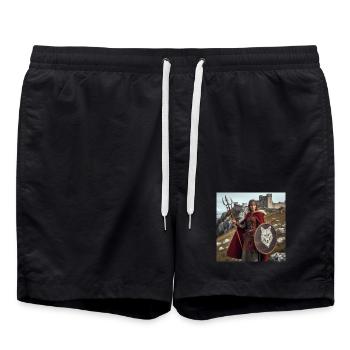 Wikinger-Krieger - Badeshorts - Schwarz - Vorne - AI Model Male 185 light (185cm)