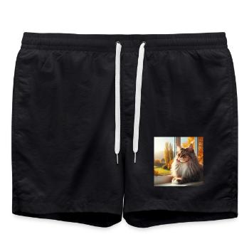 Maine Coon - Le roi des chats - Short de bain - noir - Devant - AI Model Male 185 light (185cm)