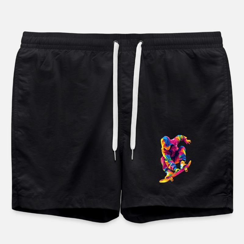 Mann, der Schlittschuh läuft - Badeshorts - Schwarz
