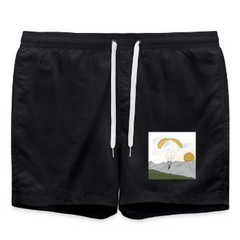 Paraglider segelt in den Bergen Sonnenuntergang - Badeshorts - Schwarz - Vorne - AI Model Male 185 light (185cm)