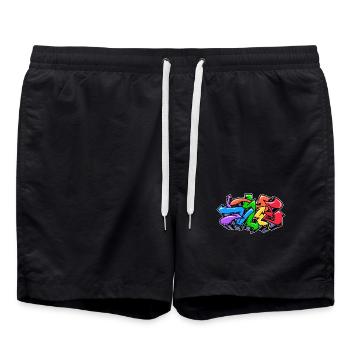Kunst Street Art Wildstyle Graffiti Illustration - Short de bain - noir - Devant - AI Model Male 185 light (185cm)