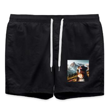 Bernese mountain dog - Swim Trunks - black - Front - AI Model Male 185 light (185cm)