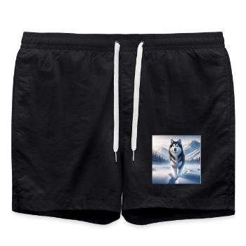 Schlittenhund - Badeshorts - Schwarz - Vorne - AI Model Male 185 light (185cm)