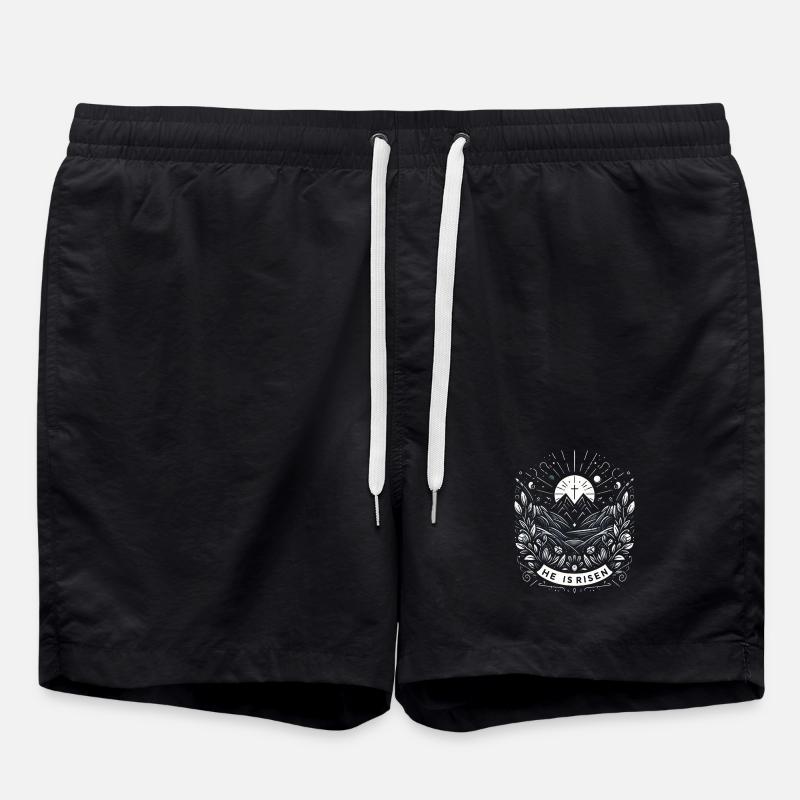 Easter Mountain Landscape Line Style - Swim Trunks - black