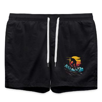 Mountain Biking Portrait - Swim Trunks - black - Front - AI Model Male 185 light (185cm)