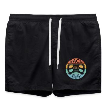 retro car racing steering wheel racing vintage race - Swim Trunks - black - Front - AI Model Male 185 light (185cm)
