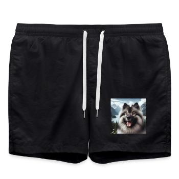 Cheerful Wolfspitz - Swim Trunks - black - Front - AI Model Male 185 light (185cm)