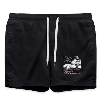 Magic Persian White Persian Cat Gift - Swim Trunks - black - Front - AI Model Male 185 light (185cm)