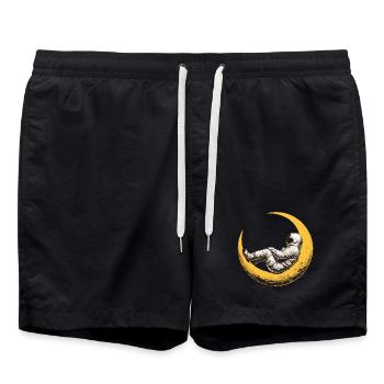 An astronaut on a crescent Moon - Swim Trunks - black - Front - AI Model Male 185 light (185cm)