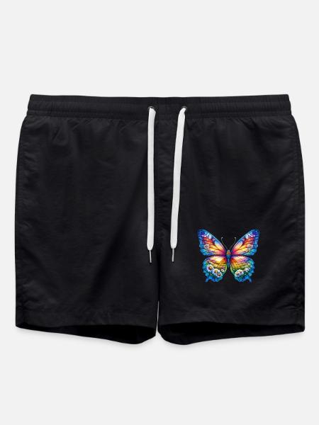 Butterfly flowers daisy daisies - Swim Trunks - black