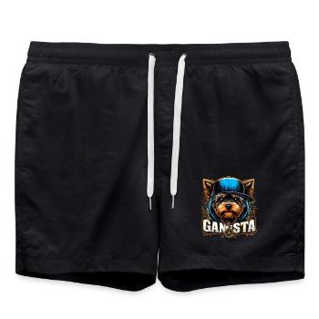 Cadeau de chien Yorkshire Terrier Gangsta Gangster - Short de bain - noir - Devant - AI Model Male 185 light (185cm)