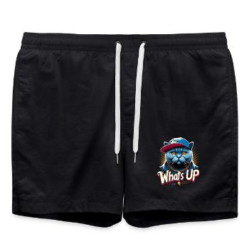 BKH British Shorthair Blue Cat Gangsta Gift - Swim Trunks - black - Front - AI Model Male 185 light (185cm)