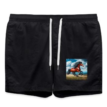 Galoppierendes Pferd - Badeshorts - Schwarz - Vorne - AI Model Male 185 light (185cm)