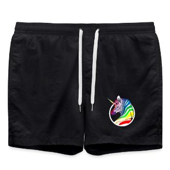 Licorne arc-en-ciel Zèbre - Short de bain - noir - Devant - AI Model Male 185 light (185cm)