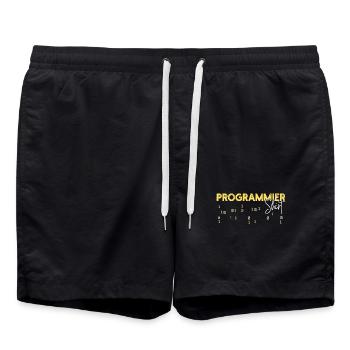 Developer Statement Coden Skripting Webentwickler - Badeshorts - Schwarz - Vorne - AI Model Male 185 light (185cm)