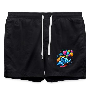 Éléphant volant avec des ballons colorés - Short de bain - noir - Devant - AI Model Male 185 light (185cm)