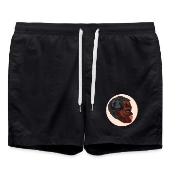 BLACK WOMAN FEMALE PORTRAIT - Swim Trunks - black - Front - AI Model Male 185 light (185cm)