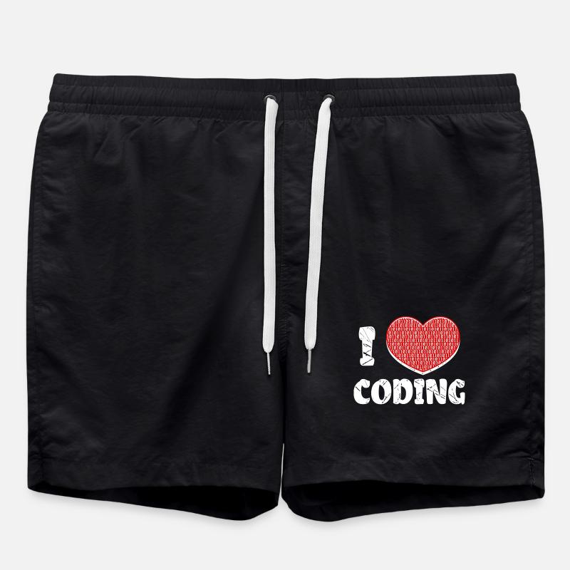 Developer Herz Coden Statement Programmierer - Badeshorts - Schwarz